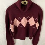 Hollister : Burgandy & Pink Argyle Knit Sweater- M Photo 11