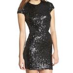 Dress the Population  Sabrina Fringe Petal Mini Black Sequin Cocktail Dress XS Photo 0