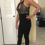 Bebe Black Lace Halter Jumpsuit- size 4 Photo 3