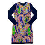 Ralph Lauren Cashmere Sweater Dress Paisley Mix Media Silk Art to wear Size S Photo 1