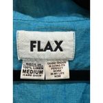 Flax  Button Down Short Sleeve Tunic Shirt‎ Blouse Size Medium Aqua Blue! Photo 3