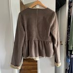 ALYSI Taupe Brown Suede Faux Fur Cropped Wrap Jacket Size 4 Photo 7