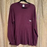 PINK - Victoria's Secret  Maroon Rhinestone Glitter Campus Long Sleeve Top Large Photo 1