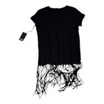 Michael Lauren NWT  Short Sleeve Fringe Hem Tee | Solid Black | XS Photo 2