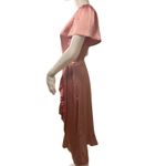 Blue Rain Francescas Wrap Dress Women’s Size M Pink Shimmer Ruffle Tie V-Neck Photo 1