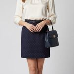 Christian Dior Vintage  Navy Blue White Dot Pencil Mini Skirt Size‎ 4 Photo 0