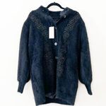 NWT VINTAGE RARE Fur Embellished h Black Winter Coat Medium Photo 1