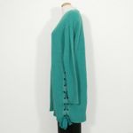 Free People  Blue Heart It Laces Chenille Cotton Blend Sweater sz Med Photo 5