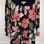Dressbarn Tropical Floral Plus Size Top 2X Soft Stretch Knit Pullover Modest Black Photo 0