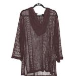 J. Valdi Brown Sequin Open Knit Swim Coverup Tunic Dress Size Large Photo 0