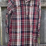 Mud Pie  Maroon Flannel Plaid Shirt Dress | S Photo 0
