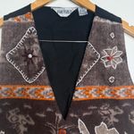 Jane Ashley Vintage  Wool Blend Vest Southwestern Women’s Size Medium Embroidered Photo 2