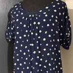 Madewell 💜 Navy Blue Floral Blouse with Keyhole Back Photo 0