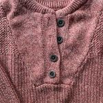 Natural Reflections  Sweater Women Medium Mauve Pullover Henley Open Knit Photo 0