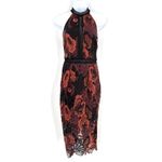 Alexia Admor Womens Lined Sleeveless Lace Midi Sheath Dress Burgundy Black Small Photo 5