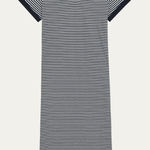 Theory Striped Jersey Polo Midi-Dress Large Navy Photo 0