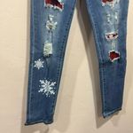 Jeans Wear Christmas Snowflake Distressed Denim Skinny Jeans size small Blue Photo 1