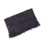 NEW Mar Y Sol Lisette Crocheted Raffia Straw Fringe Clutch Wallet Navy Blue Photo 6