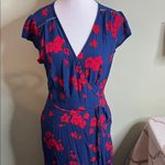 Gap  wrap Navy and Red Floral midi Dress, size large Photo 1