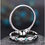 Boutique Women's Green‎ Emerald Ring Set | 925 Sterling Silver Photo 9