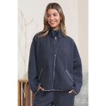 ✨Orange Farm Charcoal Blue Quilt Sz Medium Jacket With Pockets✨ Gray Photo 1