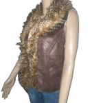 American Rag fur trim suede open vest Photo 1