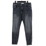 ZARA  Straight Leg Mid Rise Crop Raw Hem Distressed Stretch Jean 12 Black Washed Photo 11