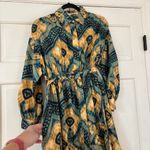 Ulla Johnson Jude Green Constellation Shirt Dress Size 0 Shibori Silk Tie Waist Photo 11