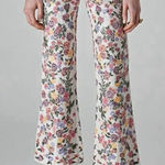 La Fuori‎ Elenore Garden Floral Flare Pants Sz S Embroidered 100% Silk Anthro Photo 0