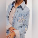 Free People  x DRIFTWOOD Embroidered Denim Jacket Shabby Chic Floral XS Photo 2