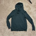 AQUA Cashmere Distressed Hoodie Women’s Sz M Green 100% Cashmere Sweater Top Photo 1