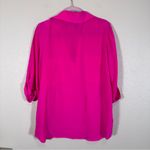 Rory Beca  Hot Pink Silk 3/4 Sleeve Blouse Womens L Barbie Core Boho Roll Tab Photo 1