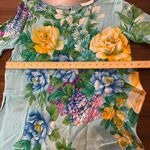 Gottex Women's Floral Semi-Sheer Tunic Blouse 3/4 sleeve Photo 3