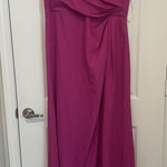 After Six  Evening Dress Gown Size 18 Bright Pink Off Shoulder Pleated Faux‎ Wrap Photo 0