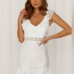 Hello Molly NWT White Sheath Mini Dress V-Neck Flutter Lace Bachelorette Bridal Photo 2