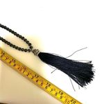 Blue crystal beaded long tassel necklace Photo 3