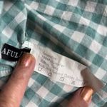 Zaful  Teal White Gingham Square Neck Tiered Ruffle Mini Dress Women's XL Photo 4