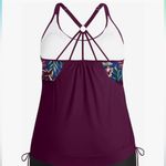 Holipick Elegant Purple Floral Women's Swim One Piece Size L Photo 3