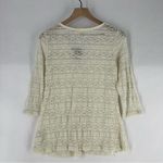 Anthropologie Lilka Ivory Lace Stretch 3/4 Sleeve Swing Top Lightweight Sheer Photo 8