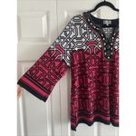 JM Collection  Womens 1X Pink Black‎ Gemoetric Embellished 3/4 Sleeve Beaded Photo 1