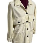Gold Hinge Oversized Corduroy Shacket Button Up Front Pocket Cream EUC XS Photo 2