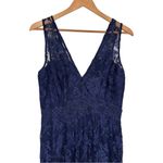 Maniju Baltic Born Navy V Neck Gown size Large Pearls V Back Long Formal NWT Photo 3