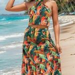 Anthropologie O.P.T Tropical Palm Halter Neck & Skirt Set Photo 0