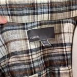 Vince 100% Linen Plaid Button Front Oversized Long Sleeve Shirt Women XL Photo 4