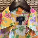 CHAPS Cotton Floral Button Up Collar Career Blouse Top, Large Photo 2