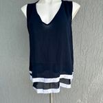 Nautica  Tiered Chiffon Top Navy/White L EUC​ Photo 4