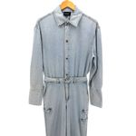 RETROFETE Russo Wide Leg Jumpsuit Light Wash Denim Utility Cargo Long Sleeve XXS Blue Photo 13