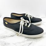 Keds  Champion Black Leather Sneakers 14K Gold Grommet Womens Size 7.5 Photo 3