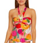 Trina Turk Swim Spa Collection Floral Sunny Bloom Halter Tankini Top Colorful 6 Photo 0