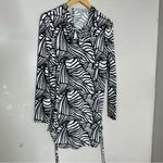 Coolibar Beach Shirt Womens Small White Black Iztapa UPF 50+ Hooded Tunic Zip Up Photo 2